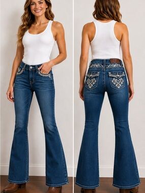 Westfield Eagle Western Embellished Bling Bootcut Jeans 0 Rhinestone Y2K Flare